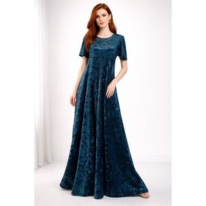 Teddi Dress Womens S Green Crushed Velvet Velour Maxi 90s Whimsigoth Royal Fairy